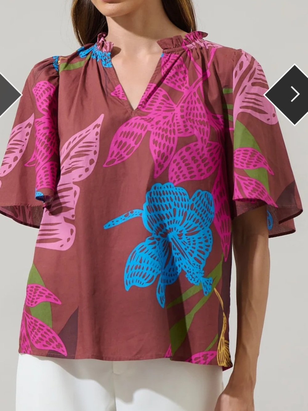 SugarLips vibrant blouse Floral cotton Poplin size Large